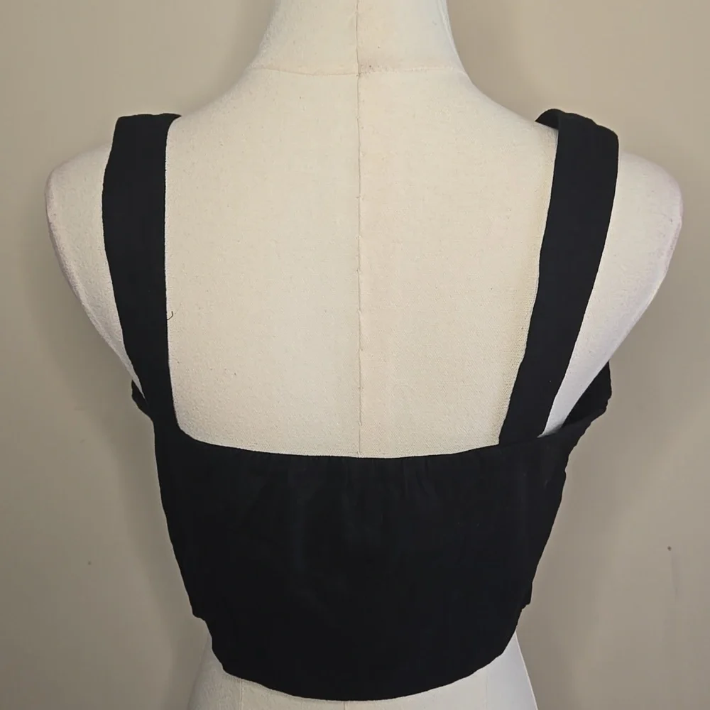 Banana Republic Linen Blend Sweetheart Crop Top Pleated Summer Staple Minimalist - Picture 4 of 9